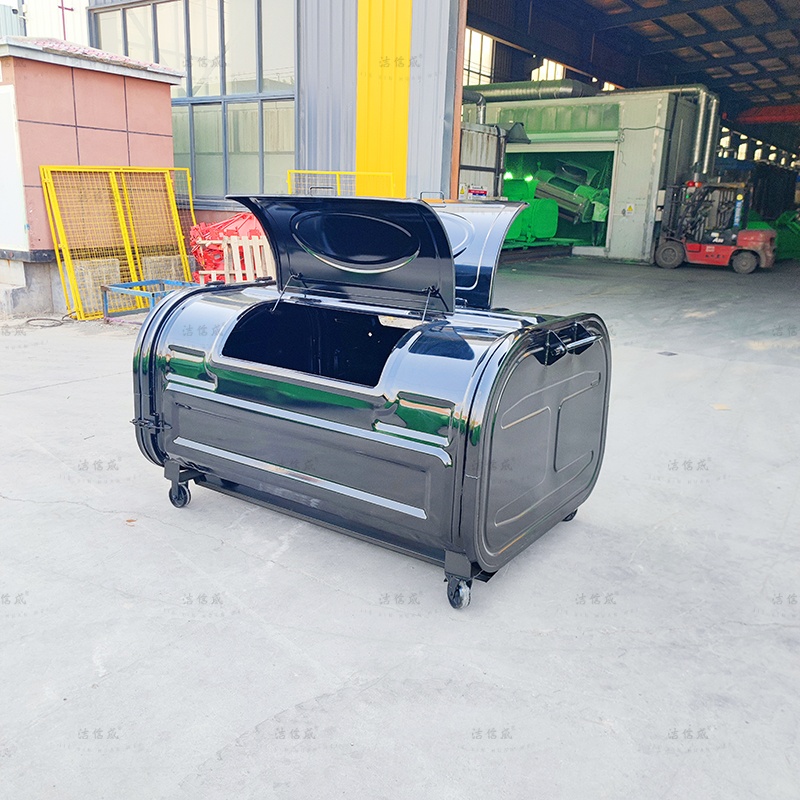 3方压膜黑色垃圾箱